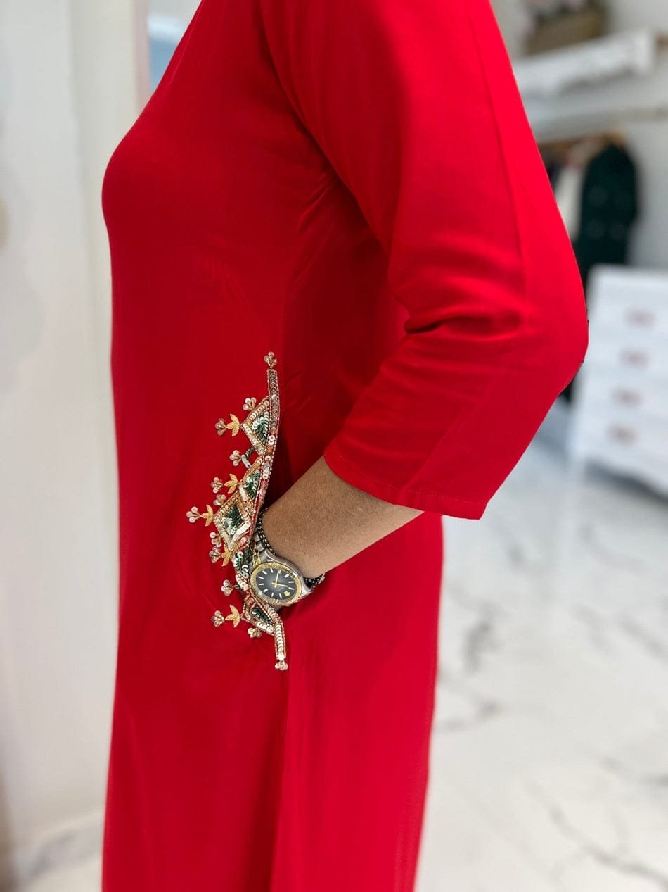 Elegant Red Layered Kurta Set