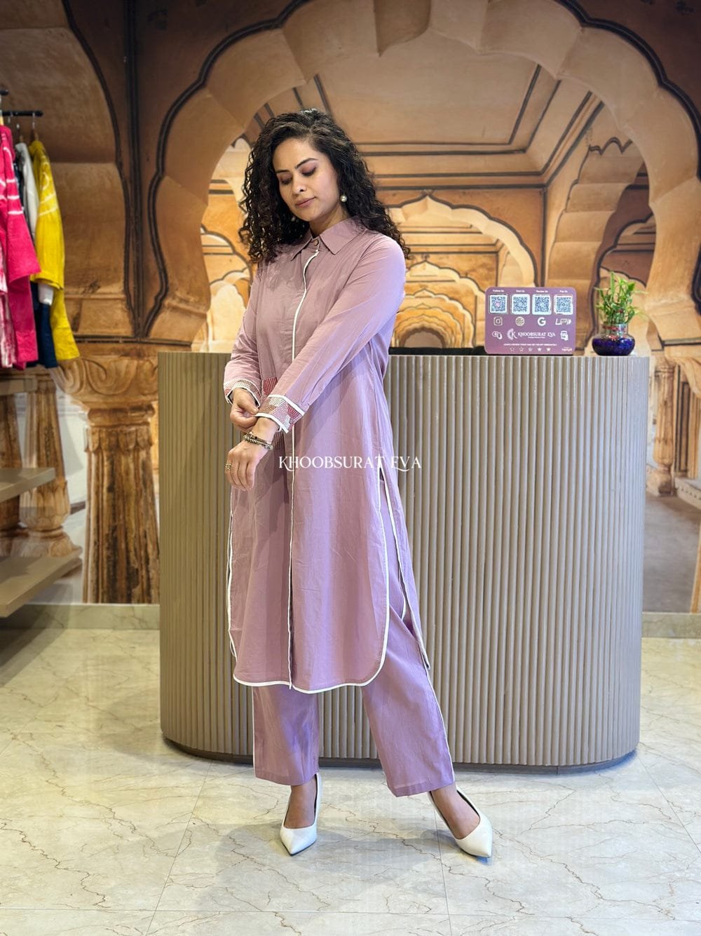 Embroidered Shirt-Style Co-Ord Set