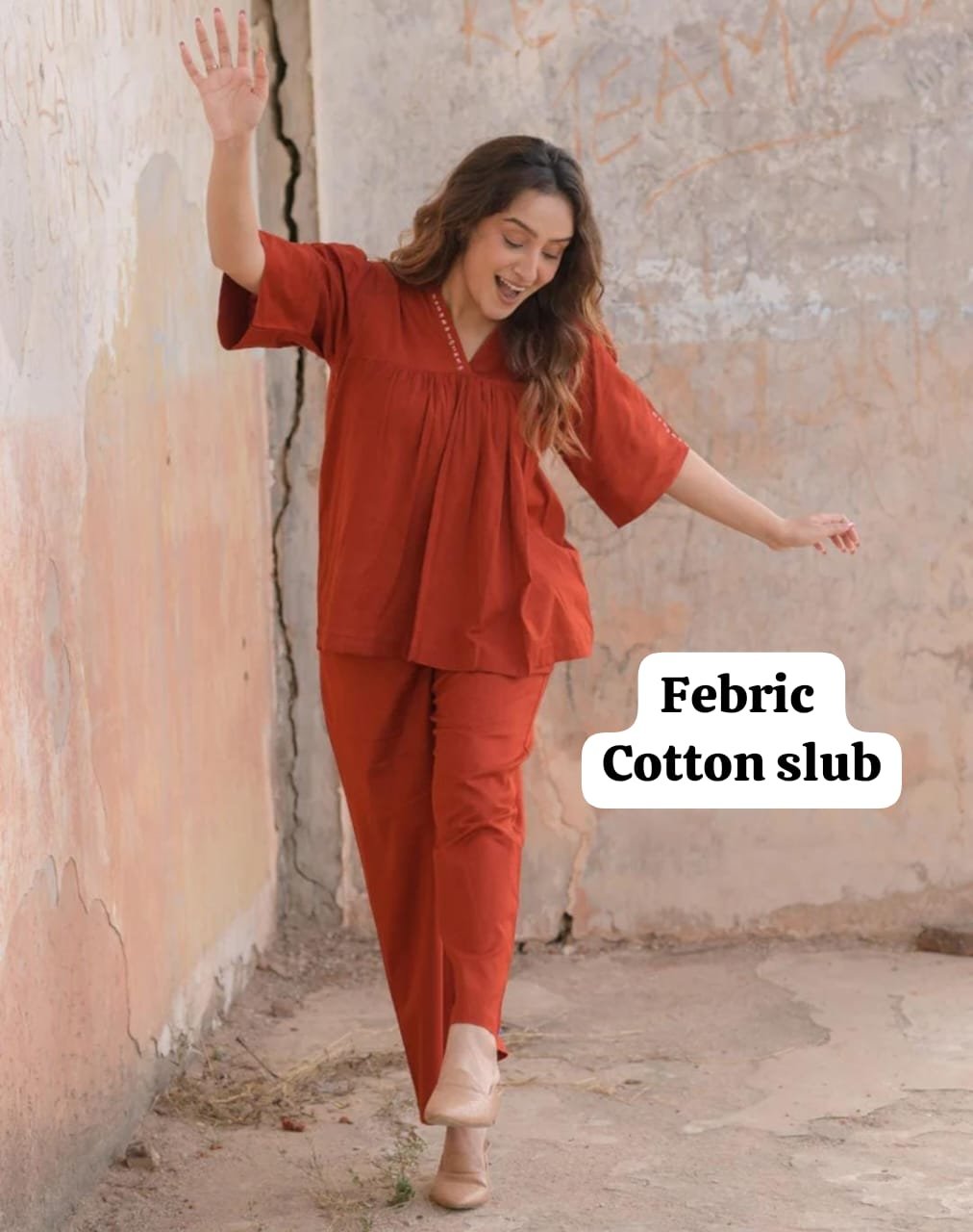 Cotton Slub Coord Set with Pockets