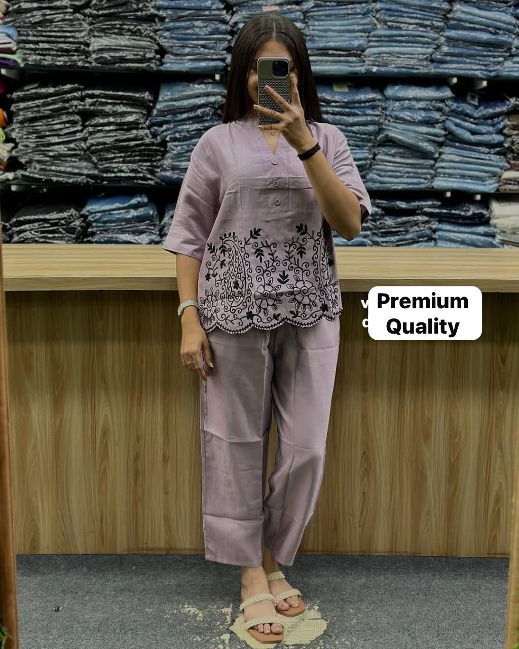 Grey Chikankari Cotton Slub Co-Ord Set