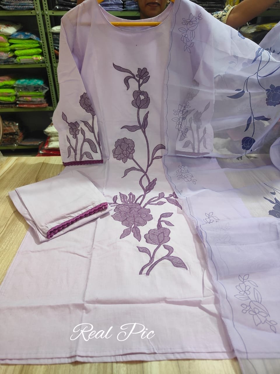 Purple Cotton Embroidered Festival Kurta Set