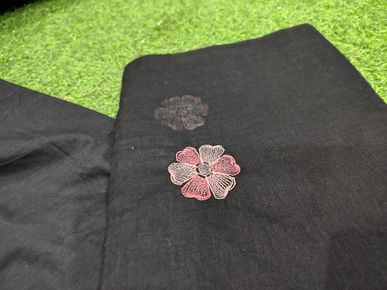 Black Anarkali Cotton Embroidered Suit Set