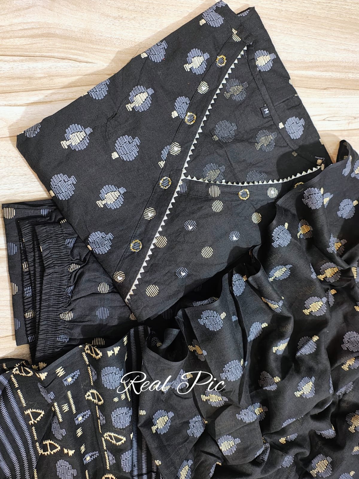 Embroidered Angrakha Anarkali Cotton Suit Set