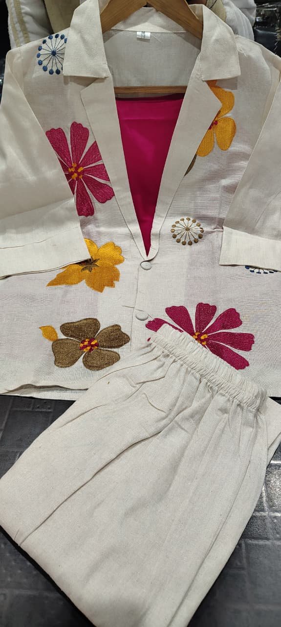 Vibrant Three-Piece Embroidered Cotton Ensemble