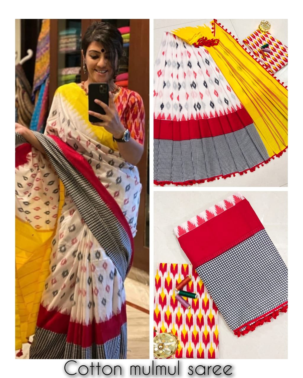 Bagru Block Printed Mulmul Cotton Saree
