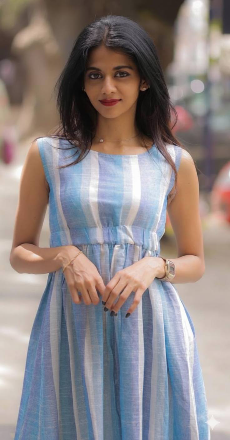 South Cotton A-Line Midi Dress with Pockets