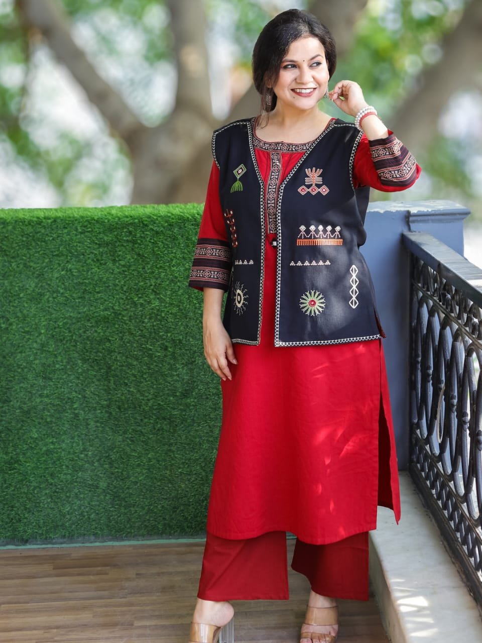 Winter Wedding Kurti Pant & Jacket Set
