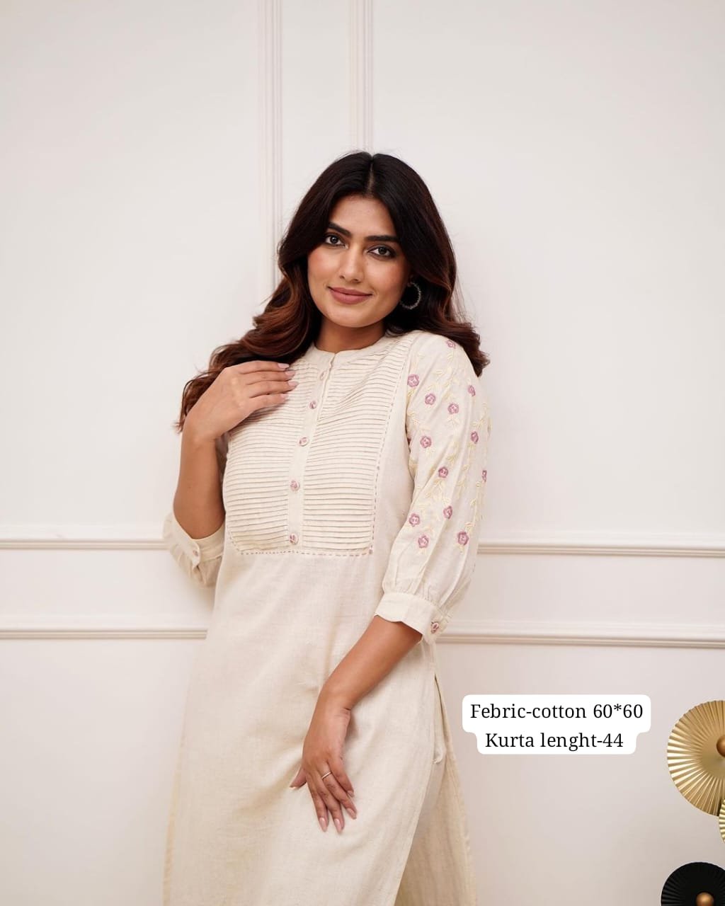 White Kurti Pant Set with Embroidery & Pintex Detailing