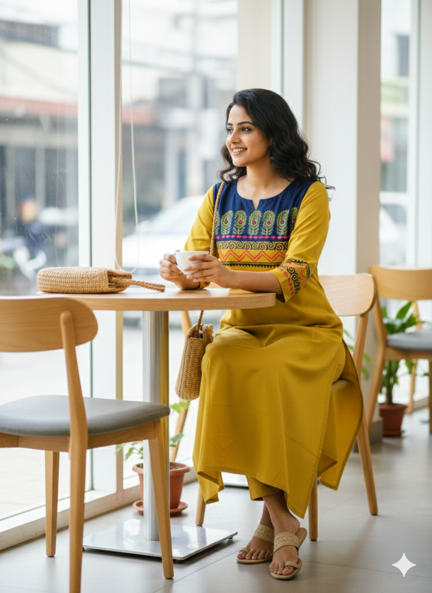 Block Print Cotton Kurti Palazzo Set